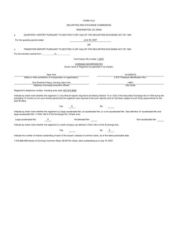 Thumbnail Corning 10-Q Quarterly Report FY 