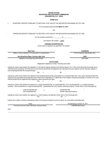 Thumbnail Corning 10-Q Quarterly Report FY2011 