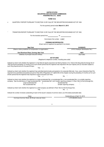Thumbnail Corning 10-Q Quarterly Report FY2013 