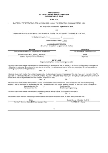 Thumbnail Corning 10-Q Quarterly Report FY2013 