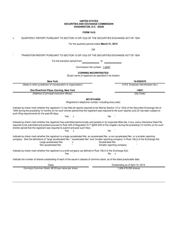 Thumbnail Corning 10-Q Quarterly Report FY2014 
