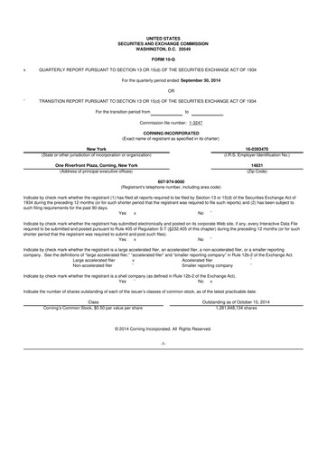 Thumbnail Corning 10-Q Quarterly Report FY2014 