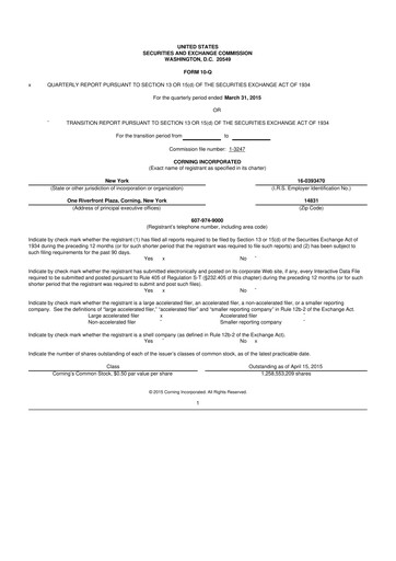 Thumbnail Corning 10-Q Quarterly Report FY2015 