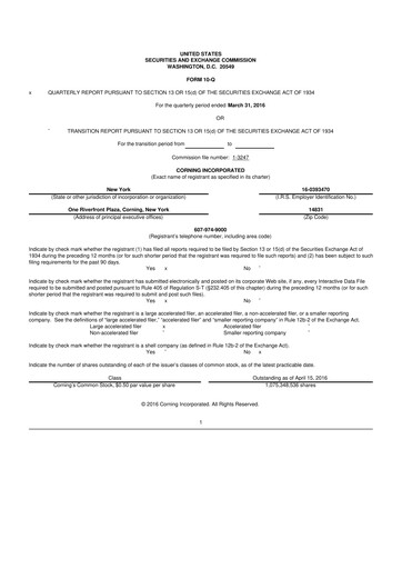 Thumbnail Corning 10-Q Quarterly Report FY2016 