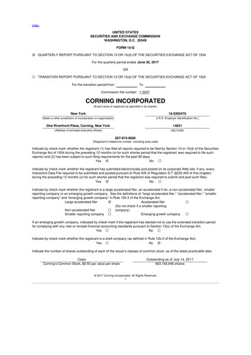 Thumbnail Corning 10-Q Quarterly Report FY2017 