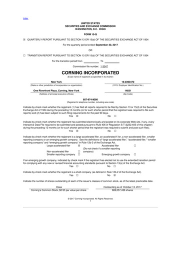 Thumbnail Corning 10-Q Quarterly Report FY2017 