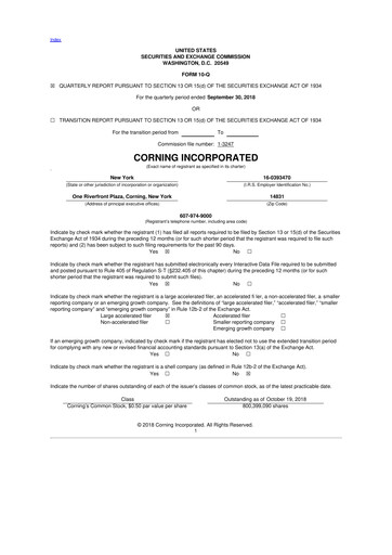 Thumbnail Corning 10-Q Quarterly Report FY2018 