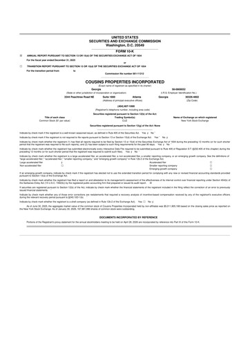 Thumbnail Cousins Properties
 10-K Annual Report 2025