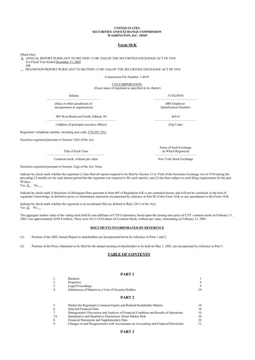 Thumbnail CTS Corporation 10-K Annual Report 