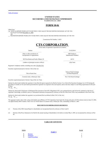 Thumbnail CTS Corporation 10-K Annual Report 