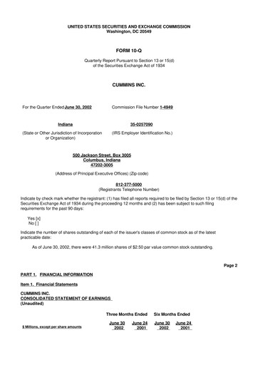 Vorschaubild Cummins
 10-Q Quartalsbericht  
