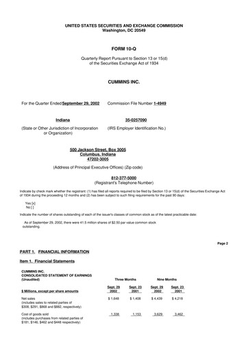 Vorschaubild Cummins
 10-Q Quartalsbericht  