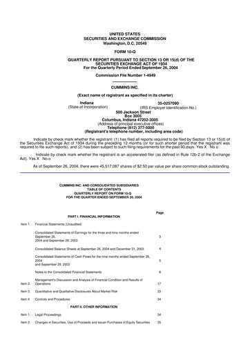 Vorschaubild Cummins
 10-Q Quartalsbericht  