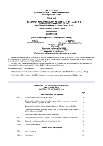 Vorschaubild Cummins
 10-Q Quartalsbericht  