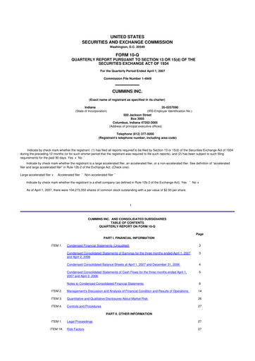 Vorschaubild Cummins
 10-Q Quartalsbericht  