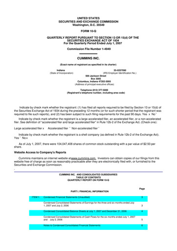 Vorschaubild Cummins
 10-Q Quartalsbericht  