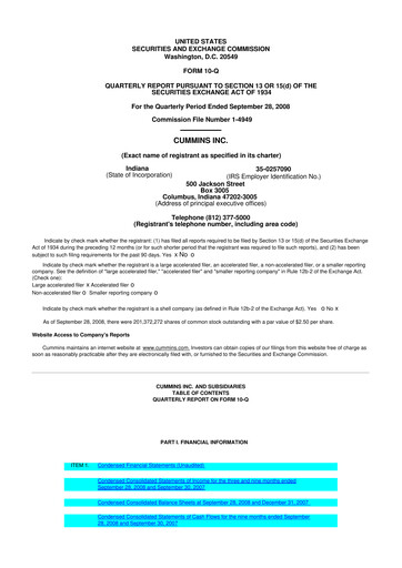 Vorschaubild Cummins
 10-Q Quartalsbericht  