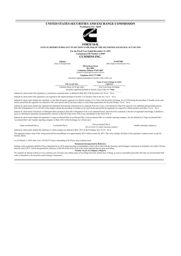 Thumbnail Cummins
 10-K Annual Report 2015
