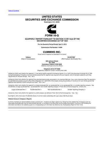 Vorschaubild Cummins
 10-Q Quartalsbericht 2016 