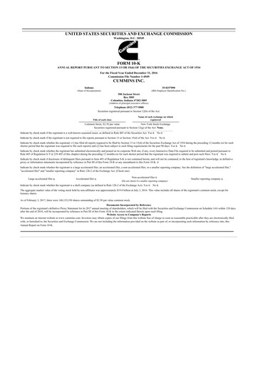 Thumbnail Cummins
 10-K Annual Report 2016