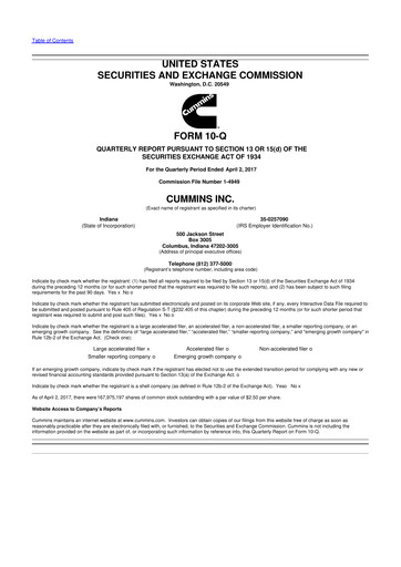 Vorschaubild Cummins
 10-Q Quartalsbericht 2017 