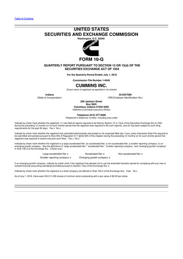 Vorschaubild Cummins
 10-Q Quartalsbericht 2018 