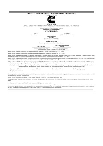 Thumbnail Cummins
 10-K Annual Report 2018