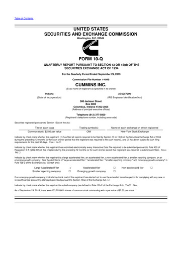 Vorschaubild Cummins
 10-Q Quartalsbericht 2019 