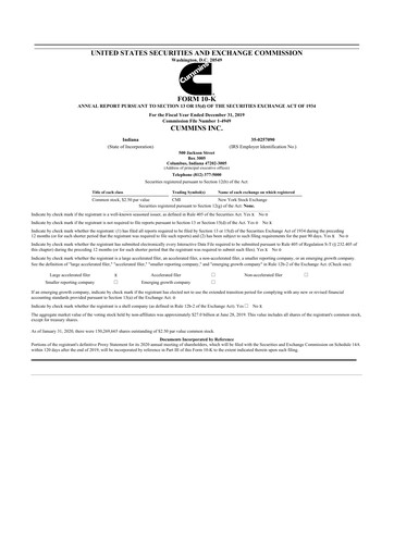 Thumbnail Cummins
 10-K Annual Report 2019