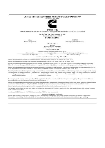 Thumbnail Cummins
 10-K Annual Report 2022