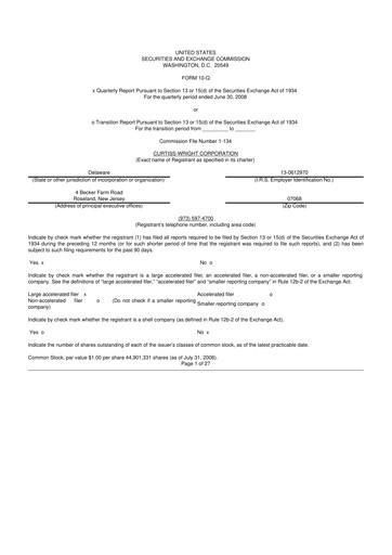 Thumbnail Curtiss-Wright
 10-Q Quarterly Report FY 