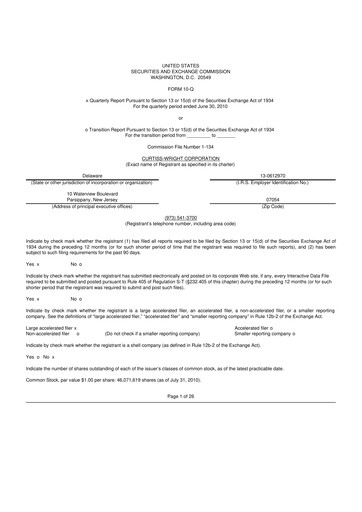 Thumbnail Curtiss-Wright
 10-Q Quarterly Report FY2010 