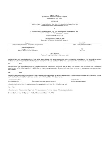 Thumbnail Curtiss-Wright
 10-Q Quarterly Report FY2010 