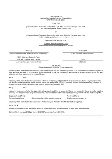 Thumbnail Curtiss-Wright
 10-Q Quarterly Report FY2015 