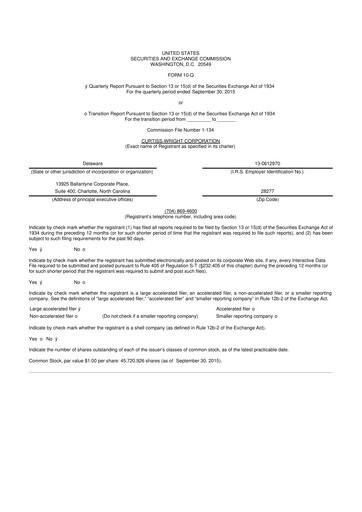 Thumbnail Curtiss-Wright
 10-Q Quarterly Report FY2015 