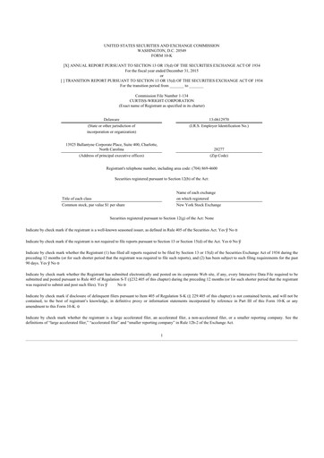 Thumbnail Curtiss-Wright
 10-K Annual Report 2015