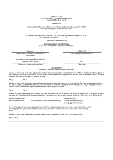 Thumbnail Curtiss-Wright
 10-Q Quarterly Report FY2017 