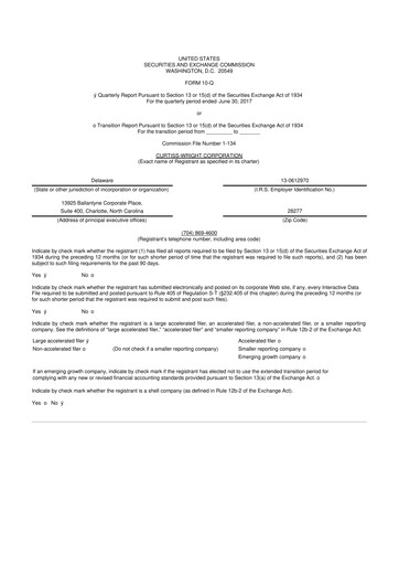 Thumbnail Curtiss-Wright
 10-Q Quarterly Report FY2017 