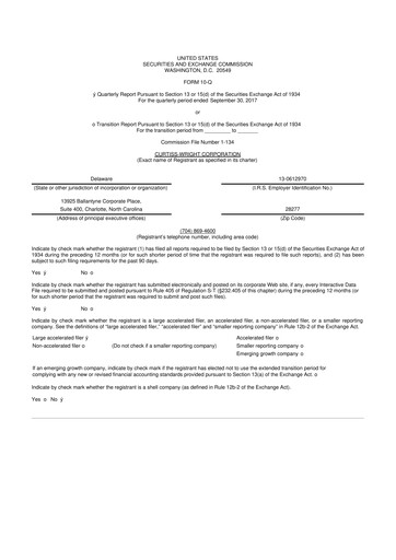 Thumbnail Curtiss-Wright
 10-Q Quarterly Report FY2017 