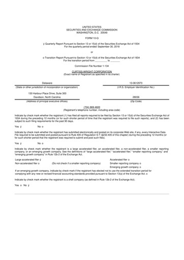 Thumbnail Curtiss-Wright
 10-Q Quarterly Report FY2018 