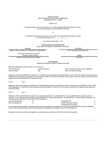 Thumbnail Curtiss-Wright
 10-Q Quarterly Report FY2023 
