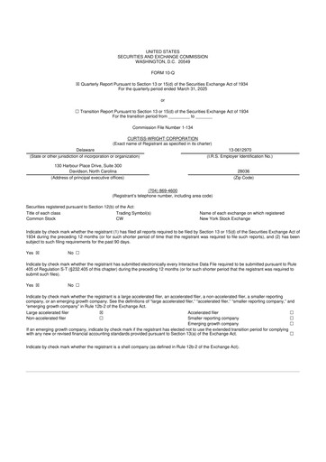 Thumbnail Curtiss-Wright
 10-Q Quarterly Report FY2025 