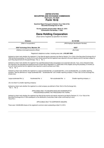 Thumbnail Dana Incorporated 10-Q Quarterly Report FY 