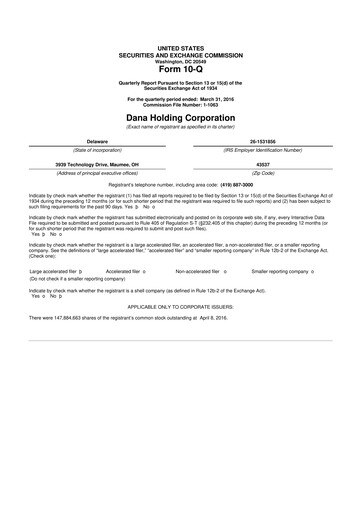 Thumbnail Dana Incorporated 10-Q Quarterly Report FY 