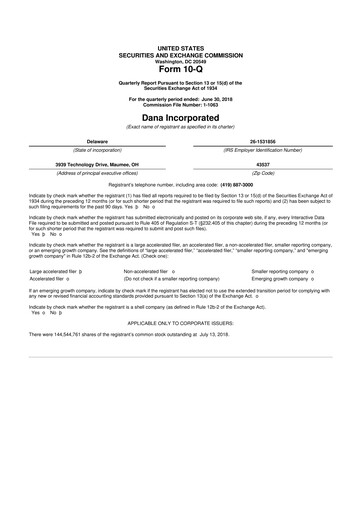 Thumbnail Dana Incorporated 10-Q Quarterly Report FY 