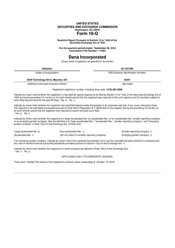 Thumbnail Dana Incorporated 10-Q Quarterly Report FY 