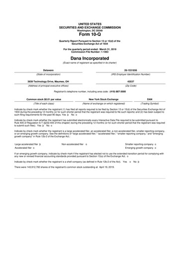 Thumbnail Dana Incorporated 10-Q Quarterly Report FY 