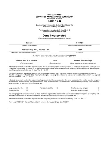 Thumbnail Dana Incorporated 10-Q Quarterly Report FY 