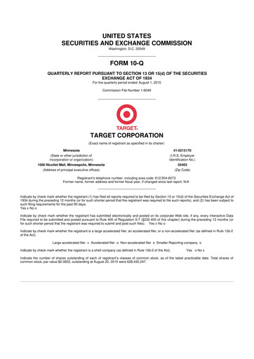 Thumbnail Target 10-Q Quarterly Report FY2015 
