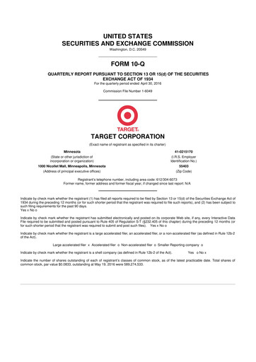 Thumbnail Target 10-Q Quarterly Report FY2016 